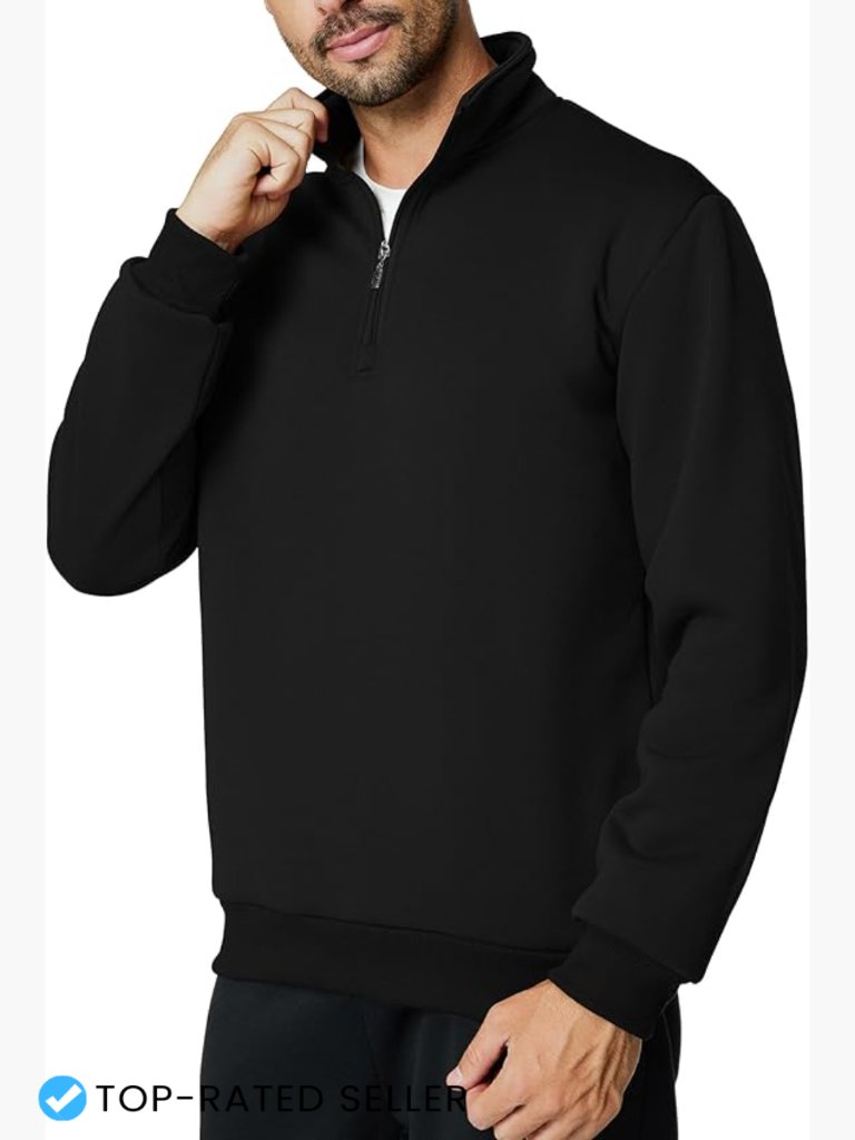 Quarter Zip Pullover Long Sleeve Mock Neck Sweatshirt Casual Slim Fit Fleece